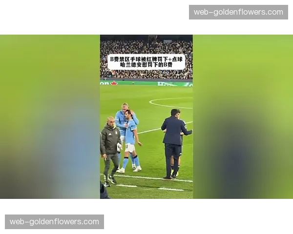 特写瞬间:点球罚失后,曼联小将霍伊伦低头不语,B费上前安慰